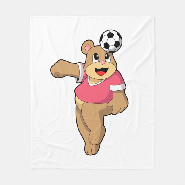 Bär als Fußballspieler mit Fußball.PNG Fleecedecke (Vorderseite)