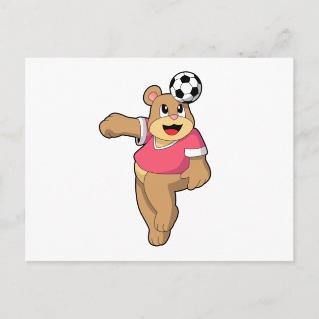 Bär als Fußballspieler mit Fußball.PNG Postkarte (Vorderseite)