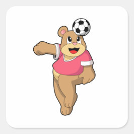 Bär als Fußballspieler mit Fußball.PNG Quadratischer Aufkleber