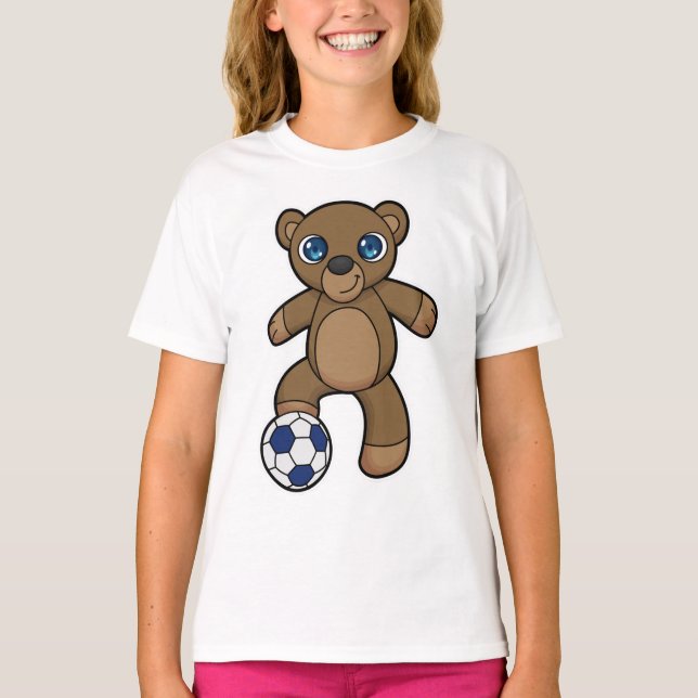 Bär als Fußballspieler mit Fußball T-Shirt (Vorderseite)