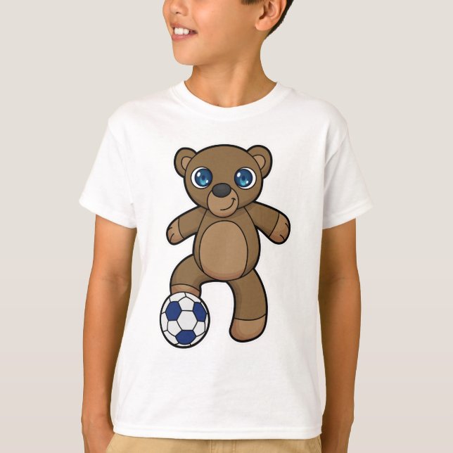 Bär als Fußballspieler mit Fußball T-Shirt (Vorderseite)