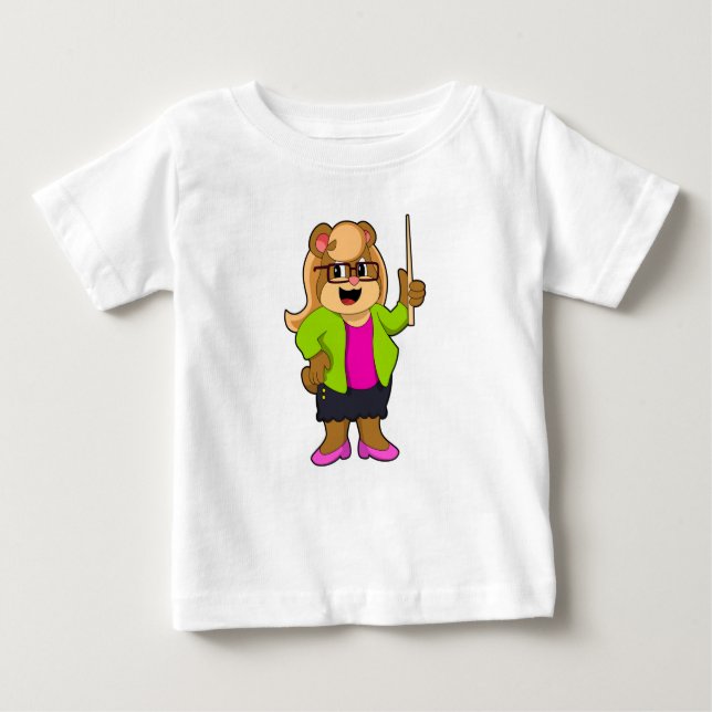 Bär als Lehrer mit Brille Baby T-shirt (Vorderseite)