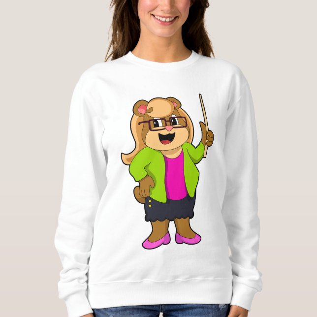 Bär als Lehrer mit Brille Sweatshirt (Vorderseite)