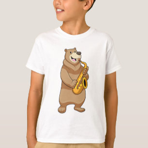 Bär als Musiker mit Saxophon T-Shirt