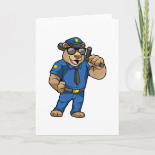 Bär als Polizist mit Polizeiuniform Karte