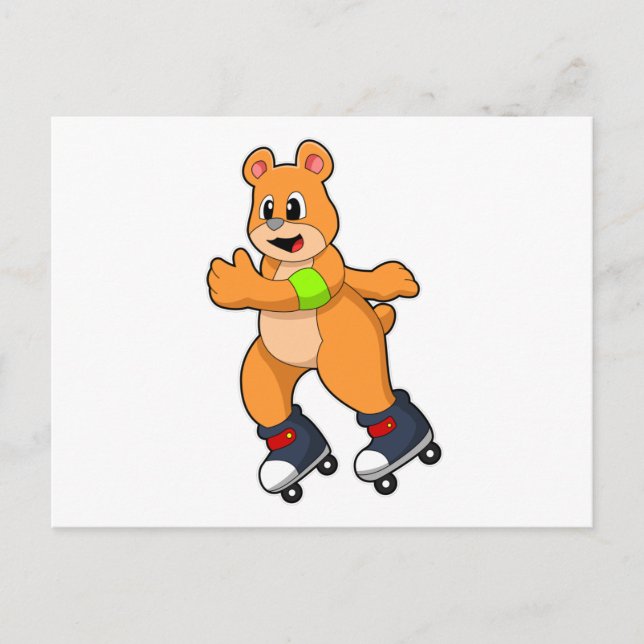 Bär als Skater mit Inline-Skates Postkarte (Vorderseite)