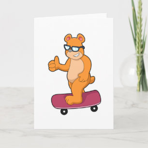 Bär als Skater mit Skateboard Karte