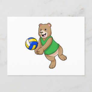 Bär als Volleyballspieler mit Volleyball Postkarte
