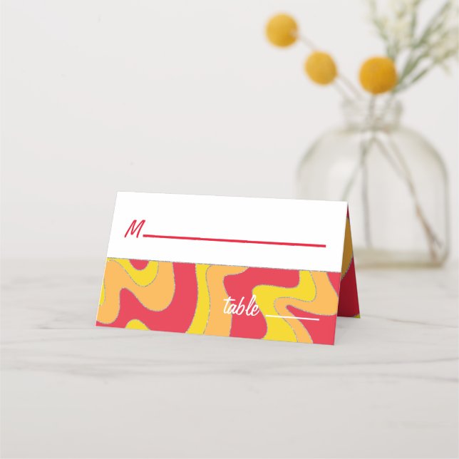 Bar an Bat Mitzvah Glittery Color Platzkarte (Vorderseite)