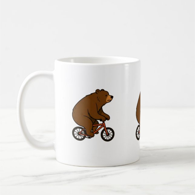 Bär auf einem Fahrrad – Wilde Fahrt Vibes Kaffeetasse (Links)