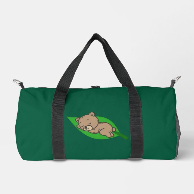 Bär auf einem kleinen Blatt Duffle Bag (Vorderseite)