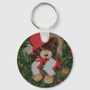 Bär auf Kranz Weihnachtsfeiertag Schlüsselanhänger