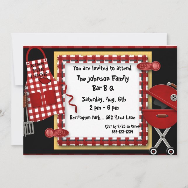 Bar B Q Picnic Party Einladungen Ankündigung (Vorderseite)