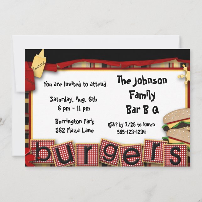 Bar B Q Picnic Party Einladungen Ankündigung (Vorderseite)