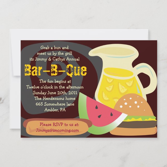 Bar-B-Que Sommer-Party Einladung (Vorderseite)