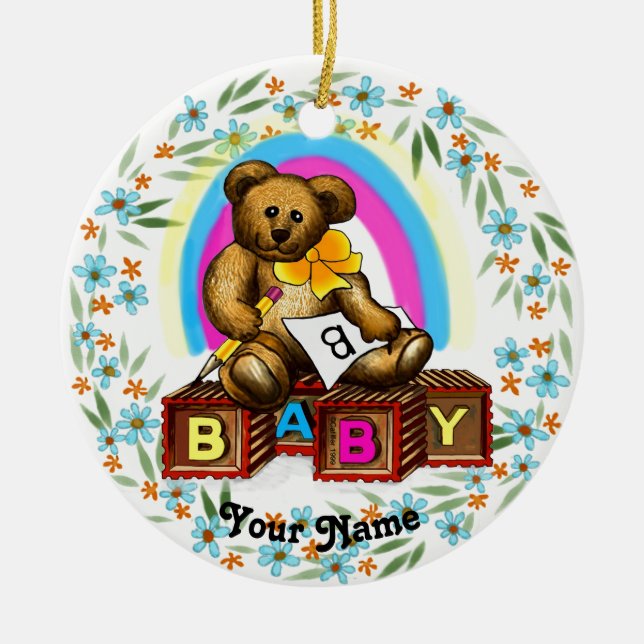 Bär Baby Blöcke  Ornament (Vorne)