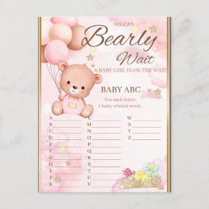 Bär-Baby-Dusch-Spiel für Mädchen Postkarte