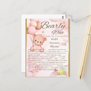 Bär-Baby-Dusch-Spiel für Mädchen Postkarte