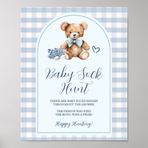 Bär Baby Schuhe Blau Gingham Baby Sock Sucht Poster