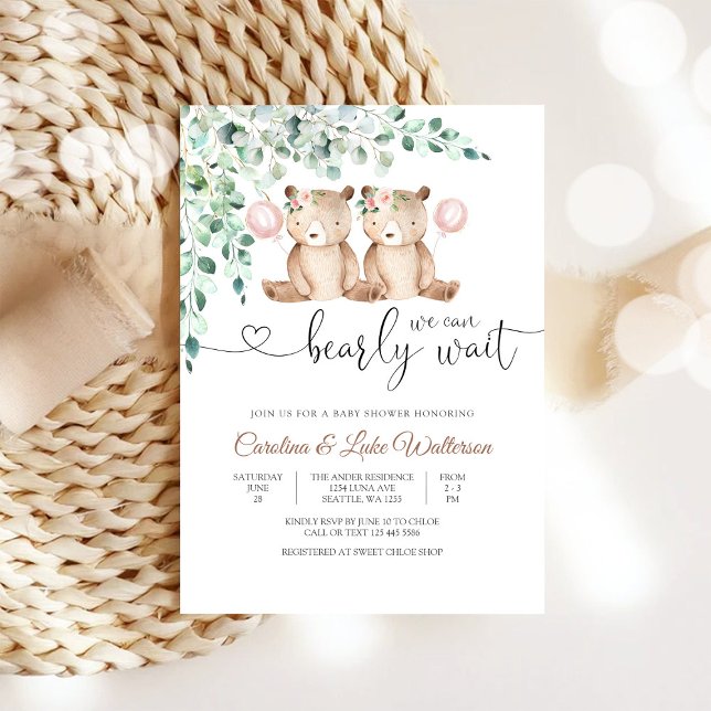 Bär Baby Shower Einladung Mädchen (Von Creator hochgeladen)