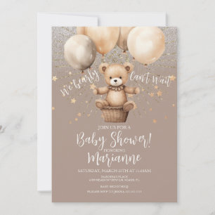 Bär Baby Shower Glitter Boho Rustikal Einladung