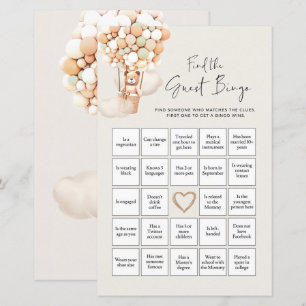 Bär-Baby-Shower-Spiel - Finde den Gast Bingo