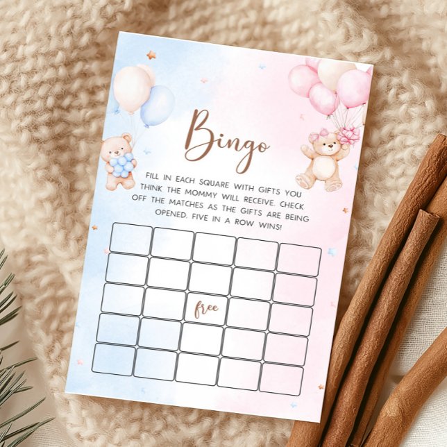 Bär-Ballon-Geschlecht-enthüllendes Bingo-Spiel (Bear Baby Shower Game)