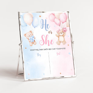 Bär-Ballon-Geschlechtsenthüllungs-Schild Poster