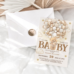 Bär-Ballons warten kaum - süße Boho-Baby-Party Einladung