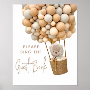 Bär-Balloons Moderne Babyparty-Gästebuch Poster