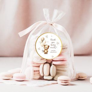 Bär-Balloons Neutrale Süße Babyparty Dankeschön Runder Aufkleber