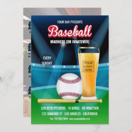 Bar Baseball Event Promo Menü Hinzufügen Foto und  Einladung