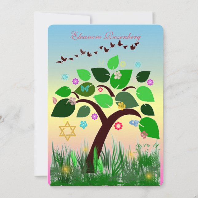 Bar Bat Bnai Tree of Life Mitzvah Einladung (Vorderseite)