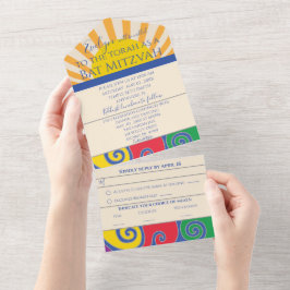 Bar Bat Mitzvah All in one Einladung Wirbel