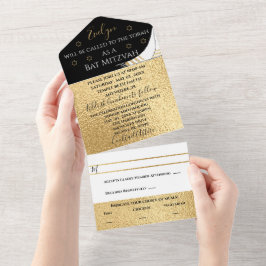 Bar Bat Mitzvah All in one Invitation Elegantes Go All In One Einladung