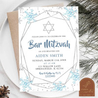 Bar/Bat Mitzvah Blauer Winter Schneeflocke