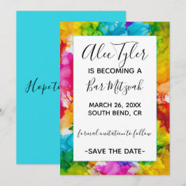 Bar Bat Mitzvah Color Save the Date
