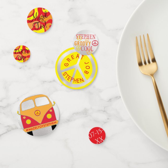 Bar Bat Mitzvah Confetti Silvery Orange & Yellows Konfetti (Gruppe)