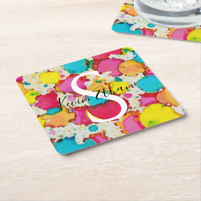 Bar Bat Mitzvah Confetti Square Paper Untersetzer (angewinkelt)