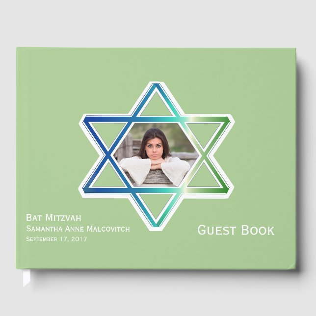 Bar Bat Mitzvah Custom Foto Guest Book Gästebuch (Vorderseite)