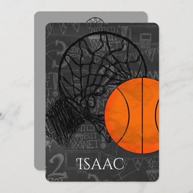 Bar Bat Mitzvah Einladung Basketball Thema (Vorne/Hinten)