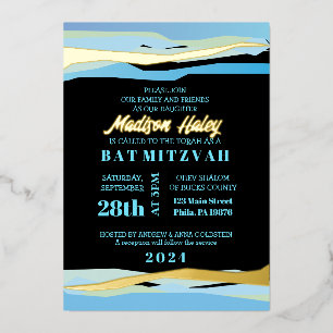 Bar Bat Mitzvah-Einladung mit Goldfolie Folieneinladung