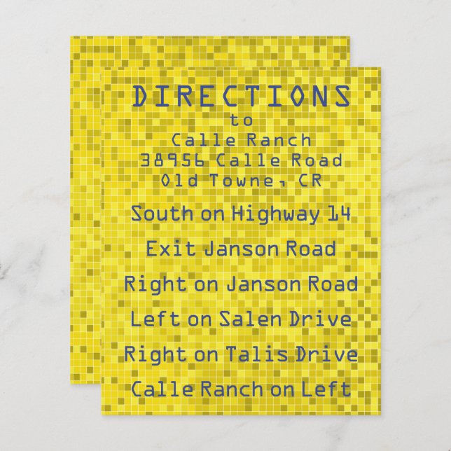 Bar Bat Mitzvah Enclosure/Direction Card Game On (Vorne/Hinten)