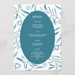Bar Bat Mitzvah Jewish Wedding Botanicals Custom Menükarte