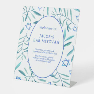 Bar Bat Mitzvah Jewish Wedding Botanicals Custom Sockelschild