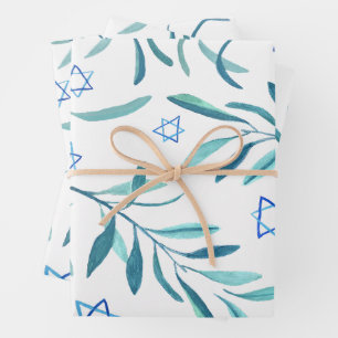 Bar Bat Mitzvah Jewish Wedding Hanukkah Custom Geschenkpapier Set