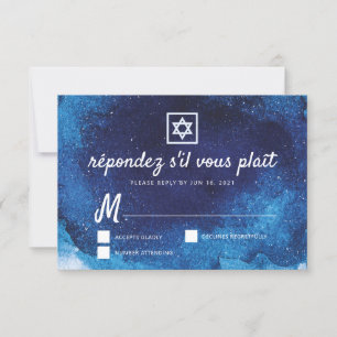 Bar Bat Mitzvah Modernes Blaues Wasser RSVP Karte