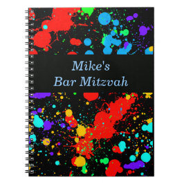 Bar, Bat Mitzvah Neon Paint Spritzer Gästebuch Notizblock