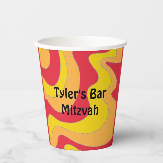 Bar Bat Mitzvah Paper Cup Hippie Waves Pappbecher (Vorderseite)