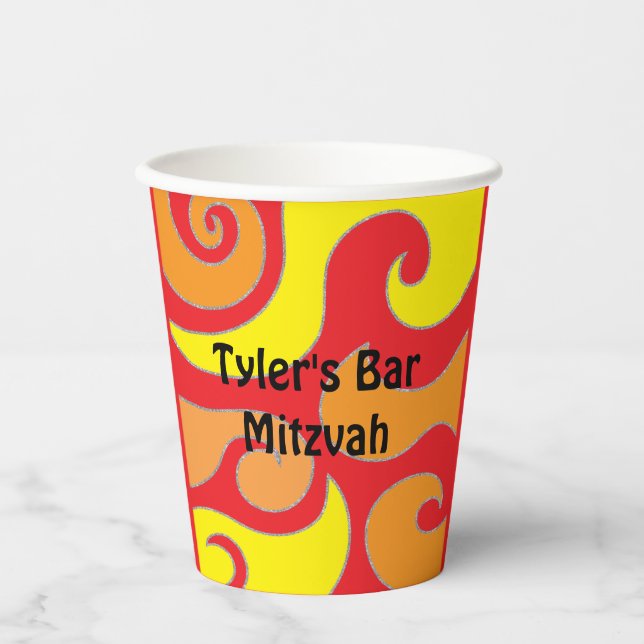 Bar Bat Mitzvah Paper Cup Hippie-Wirbel Pappbecher (Vorderseite)